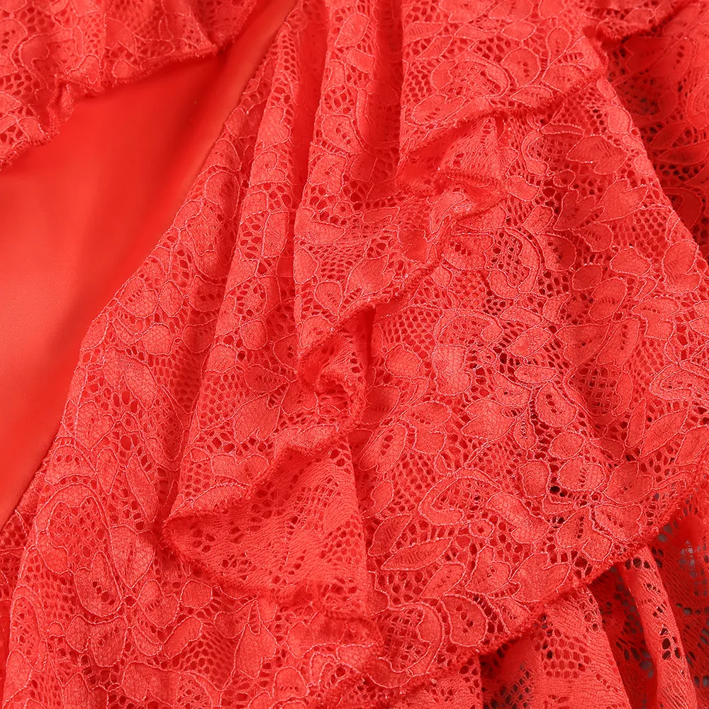 RED LACE SATIN CORSET DRESS Gloria Lanvin