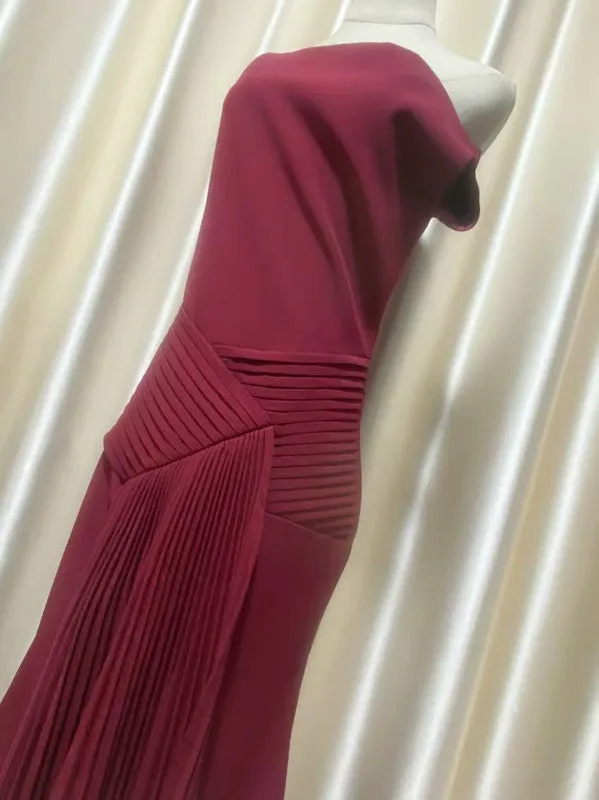 red ruched draped Asymmetric maxi dress Gloria Lanvin