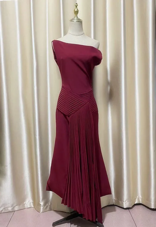 red ruched draped Asymmetric maxi dress Gloria Lanvin