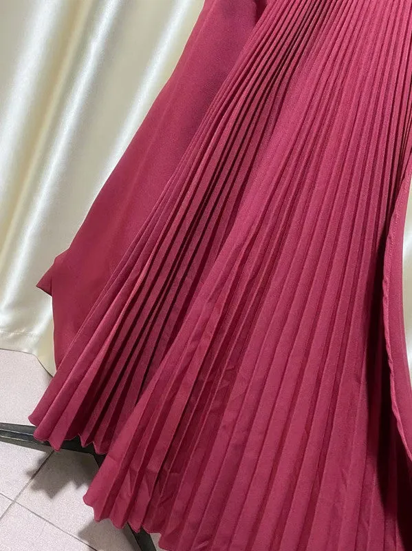red ruched draped Asymmetric maxi dress Gloria Lanvin