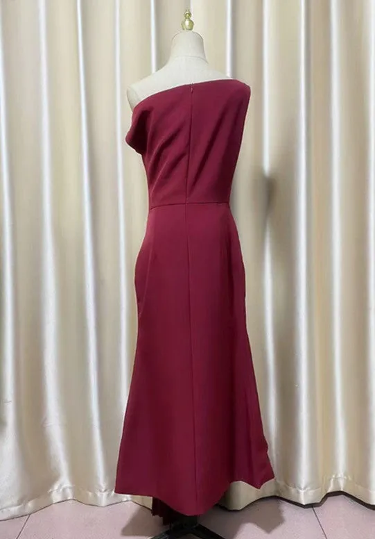 red ruched draped Asymmetric maxi dress Gloria Lanvin