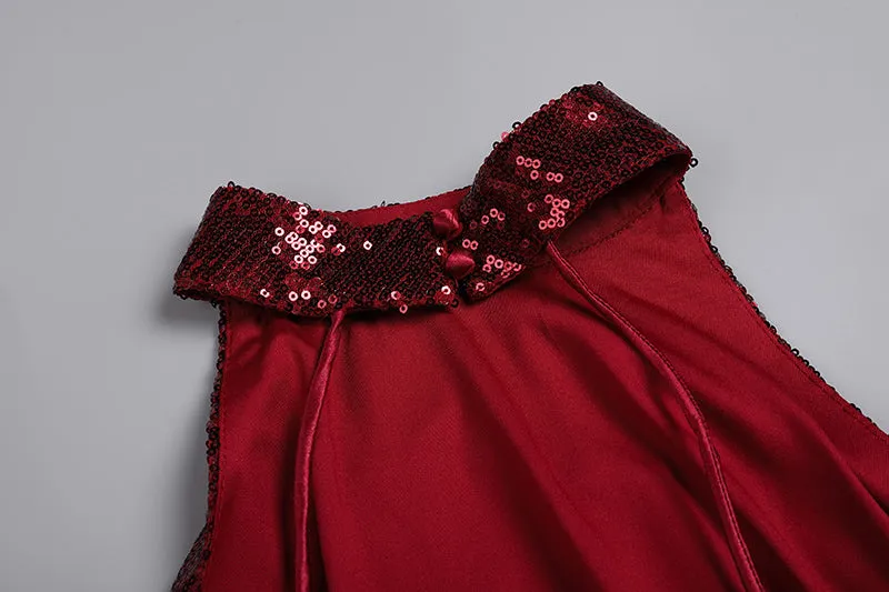 RED SLIT SEQUIN FEATHER MAXI DRESS Gloria Lanvin