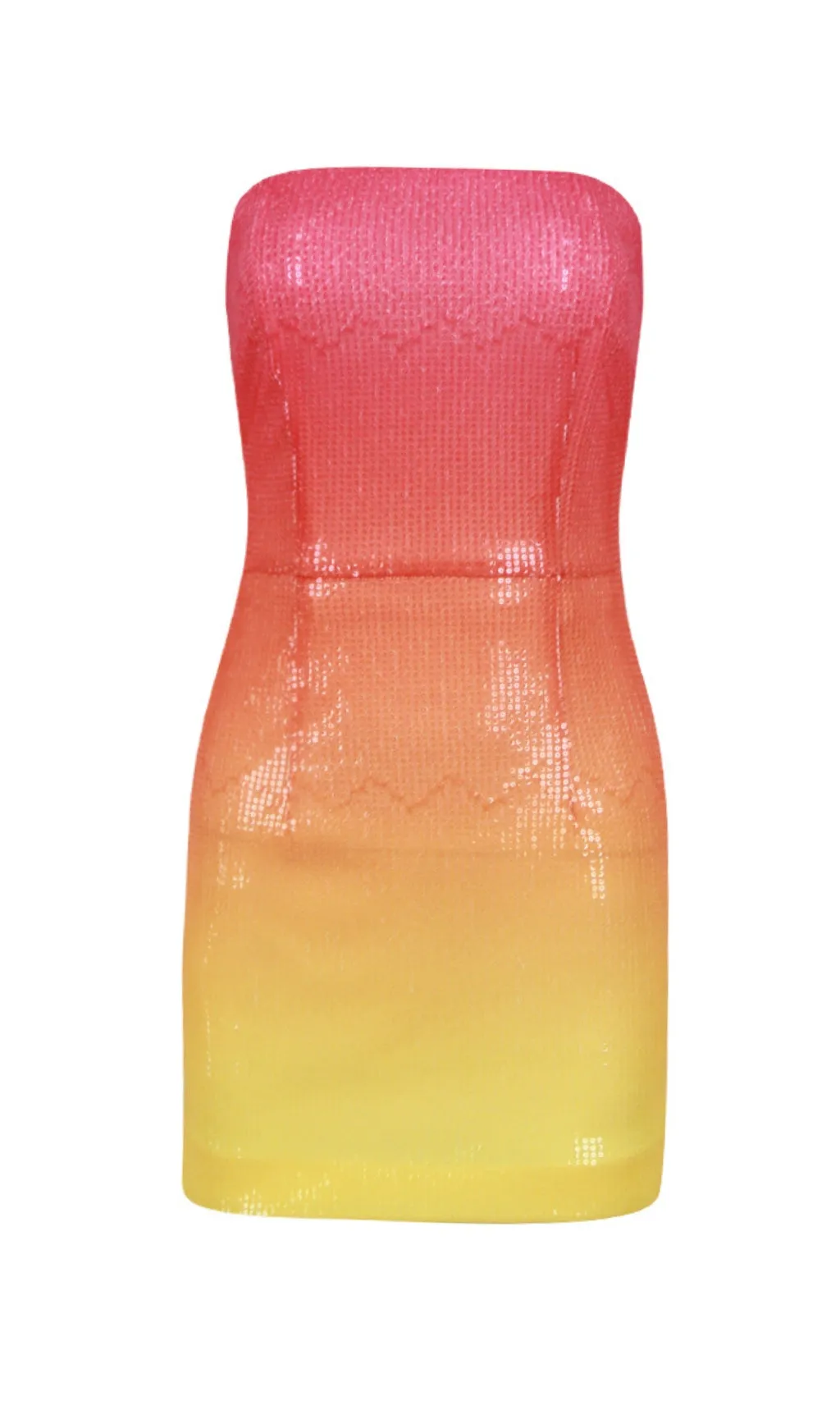 RED-YELLOW GRADIENT STRAPLESS MINI DRESS Gloria Lanvin