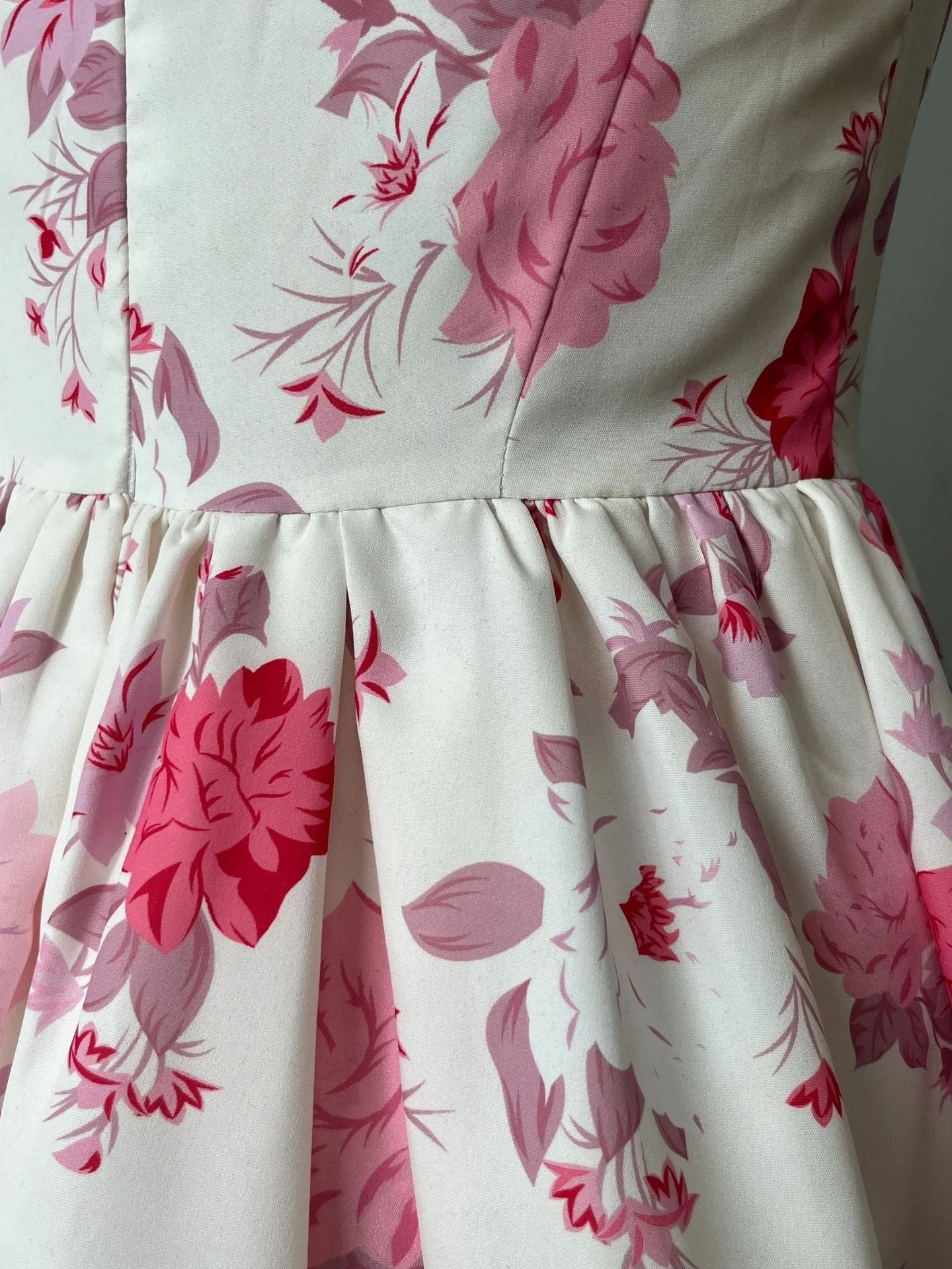 RETALE PINK FLORAL FLARED MINI DRESS Gloria Lanvin