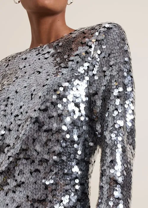 Rhia Silver Sequin Mini Dress Gloria Lanvin