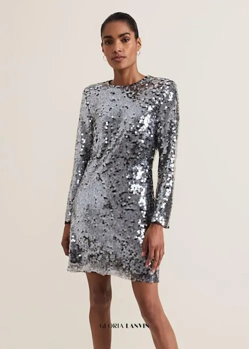 Rhia Silver Sequin Mini Dress Gloria Lanvin
