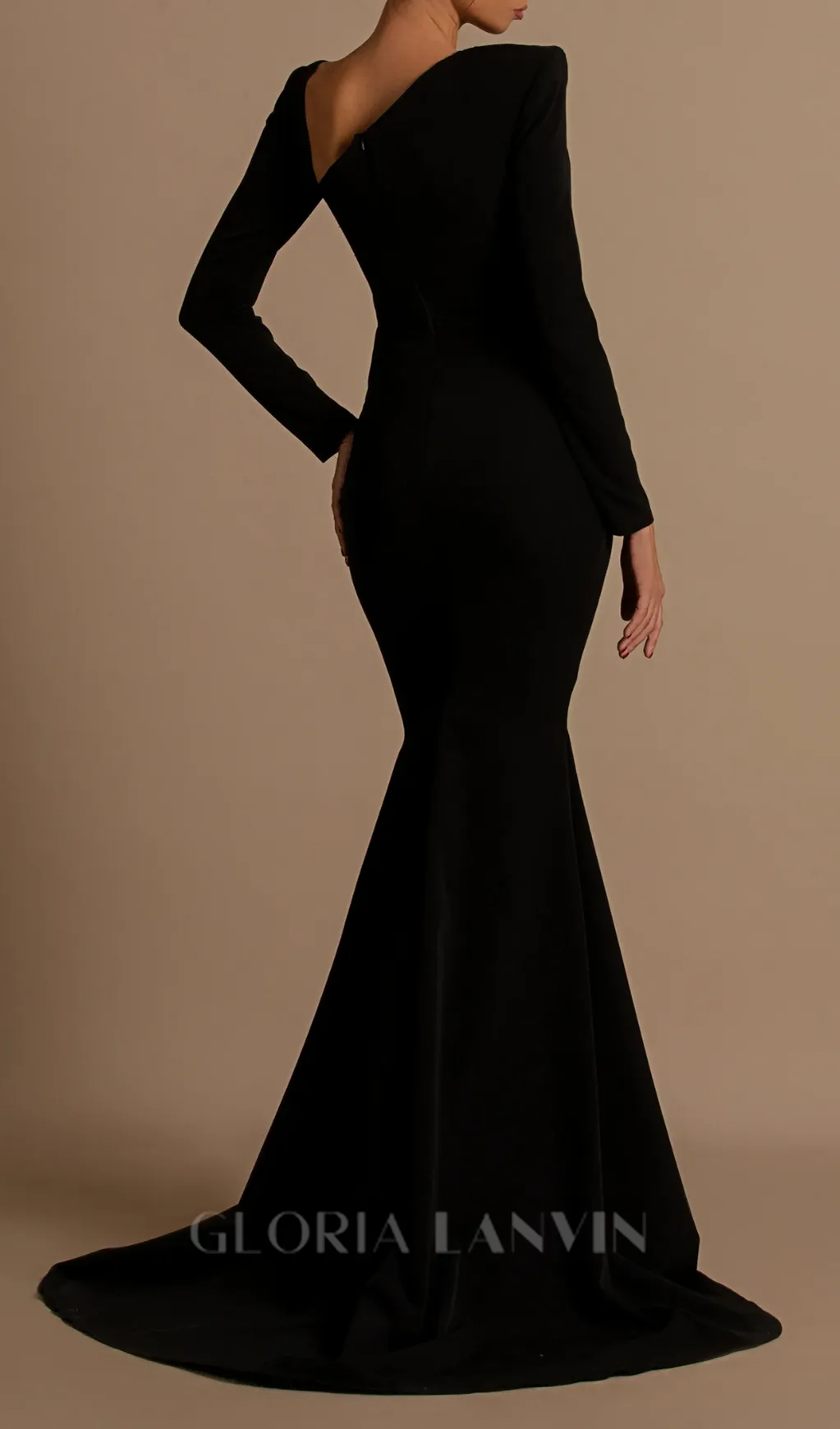 Rhinestone Embellished Floor-Length Dress in black Gloria Lanvin