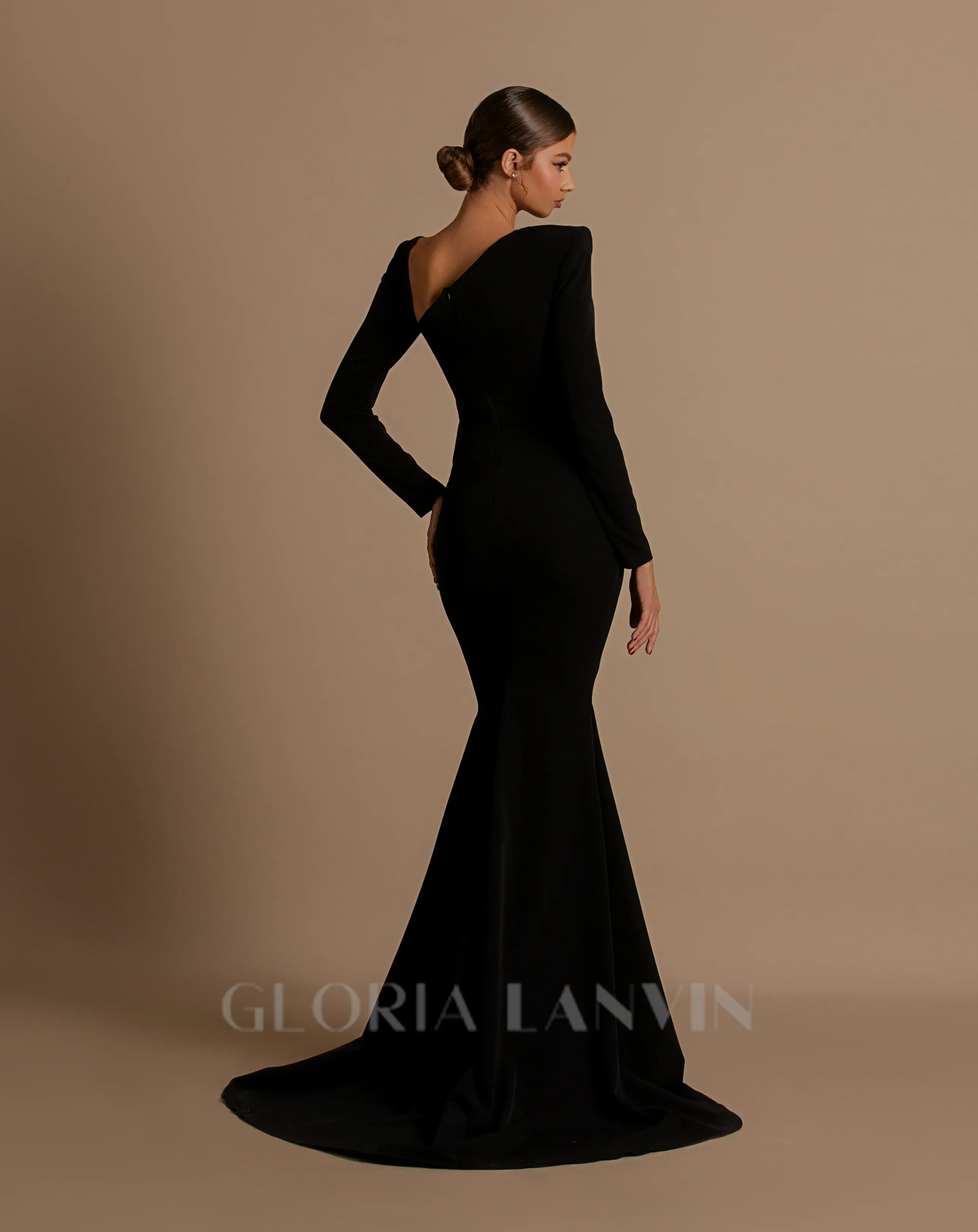 Rhinestone Embellished Floor-Length Dress in black Gloria Lanvin