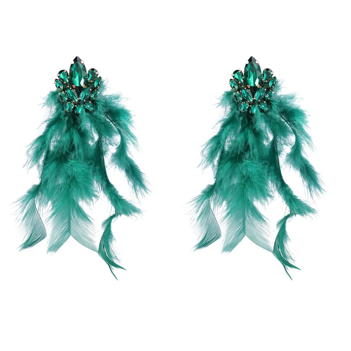 RHINESTONE FEATHER EARRINGS Gloria Lanvin