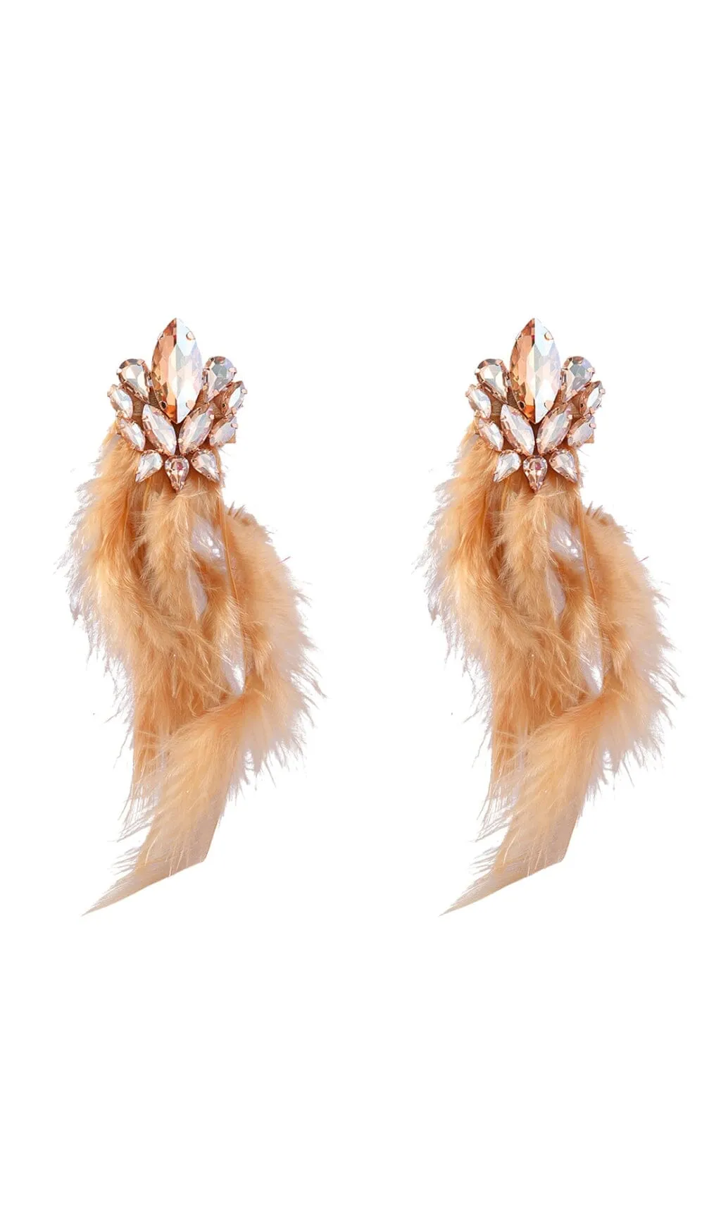 RHINESTONE FEATHER EARRINGS Gloria Lanvin