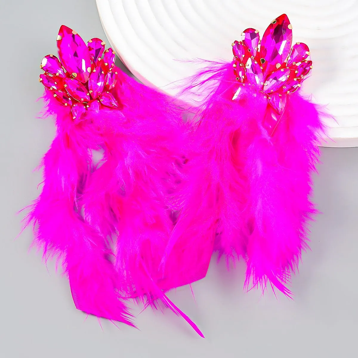 RHINESTONE FEATHER EARRINGS Gloria Lanvin