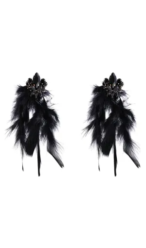 RHINESTONE FEATHER EARRINGS Gloria Lanvin