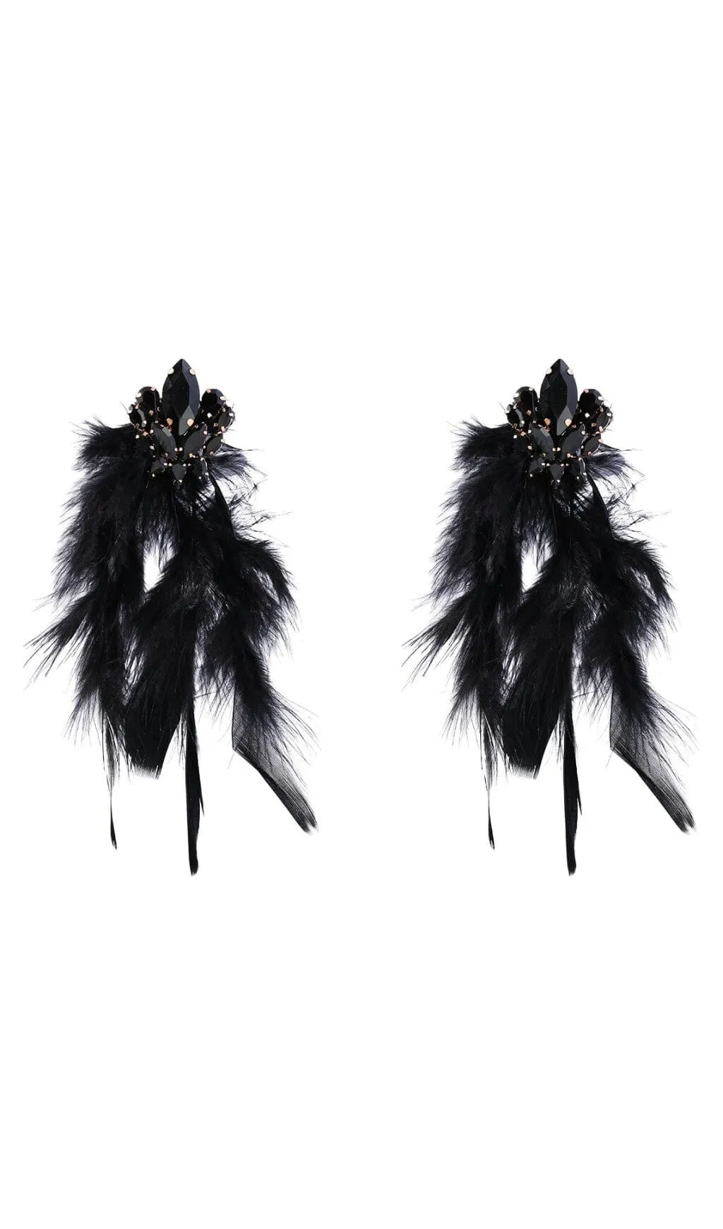 RHINESTONE FEATHER EARRINGS Gloria Lanvin