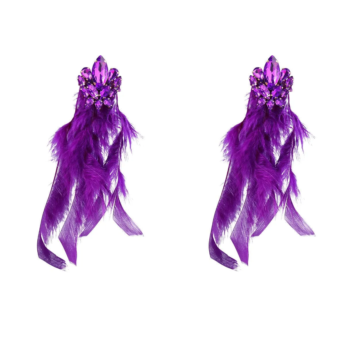 RHINESTONE FEATHER EARRINGS Gloria Lanvin