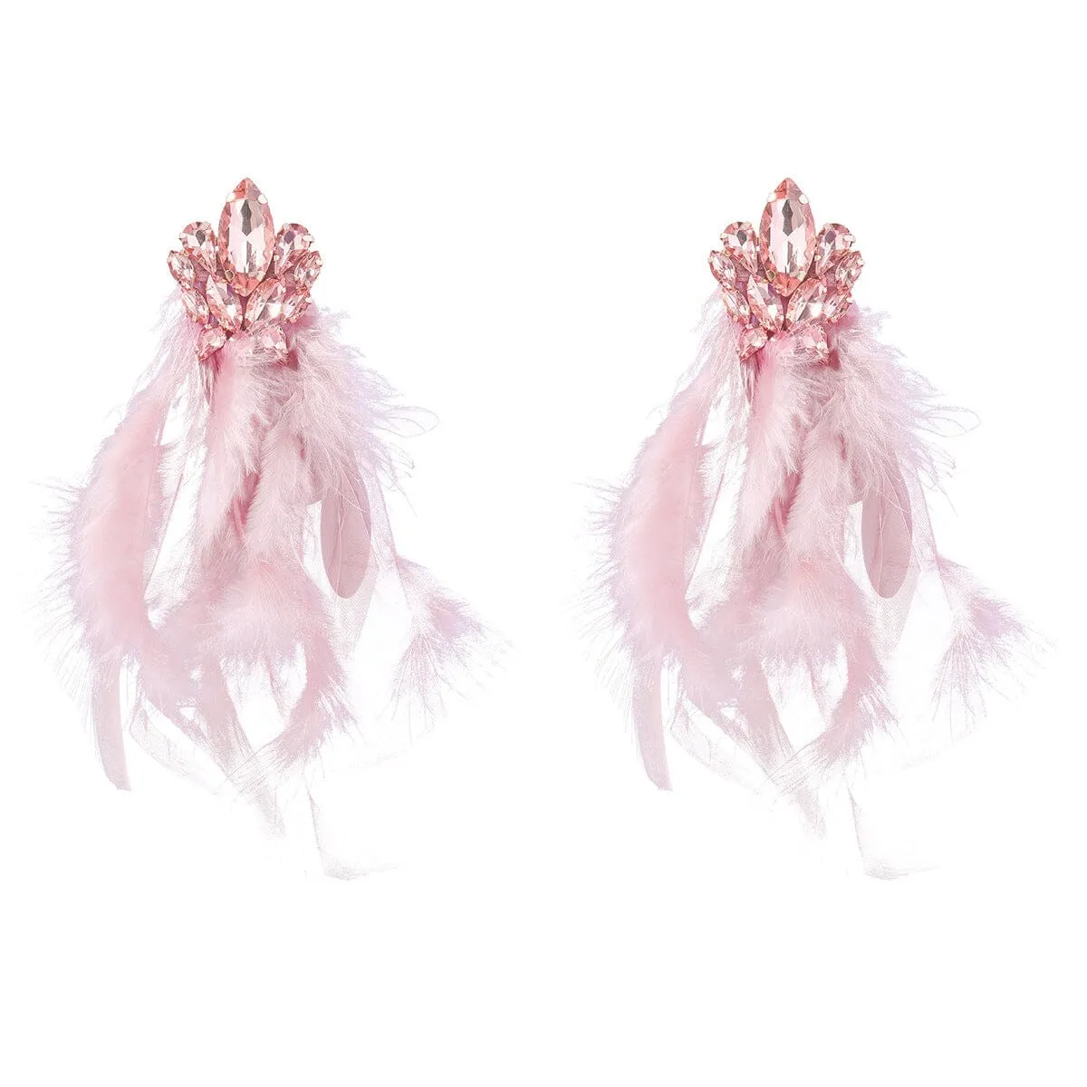 RHINESTONE FEATHER EARRINGS Gloria Lanvin