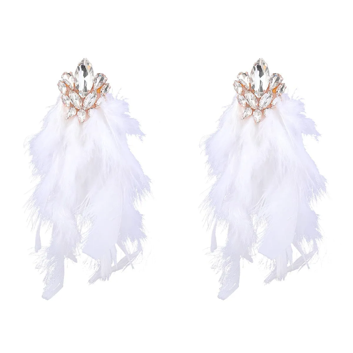 RHINESTONE FEATHER EARRINGS Gloria Lanvin