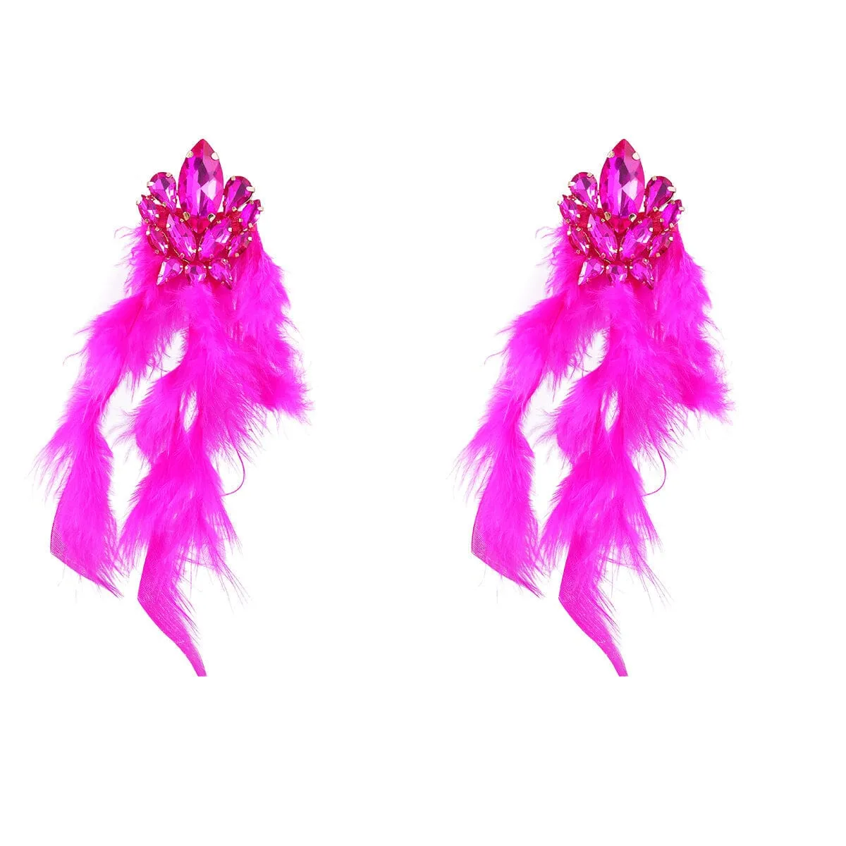 RHINESTONE FEATHER EARRINGS Gloria Lanvin