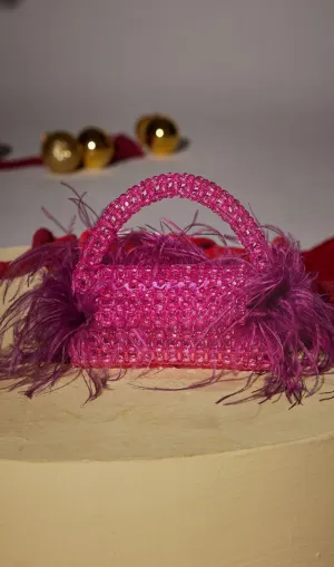 RHINESTONE FEATHER FRINGE CLUTCH Gloria Lanvin