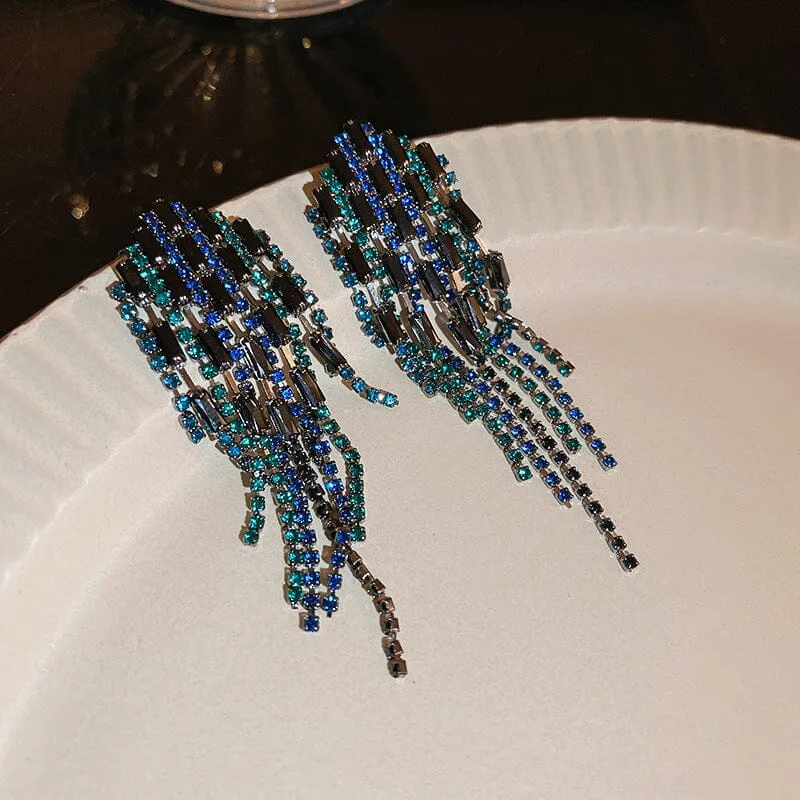 RHINESTONE FRINGE EARRINGS Gloria Lanvin