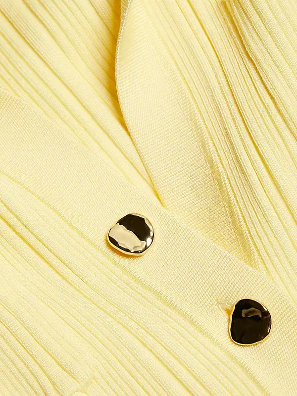 Rib-Knit Fluted Midi Shirt dress in yellow Gloria Lanvin