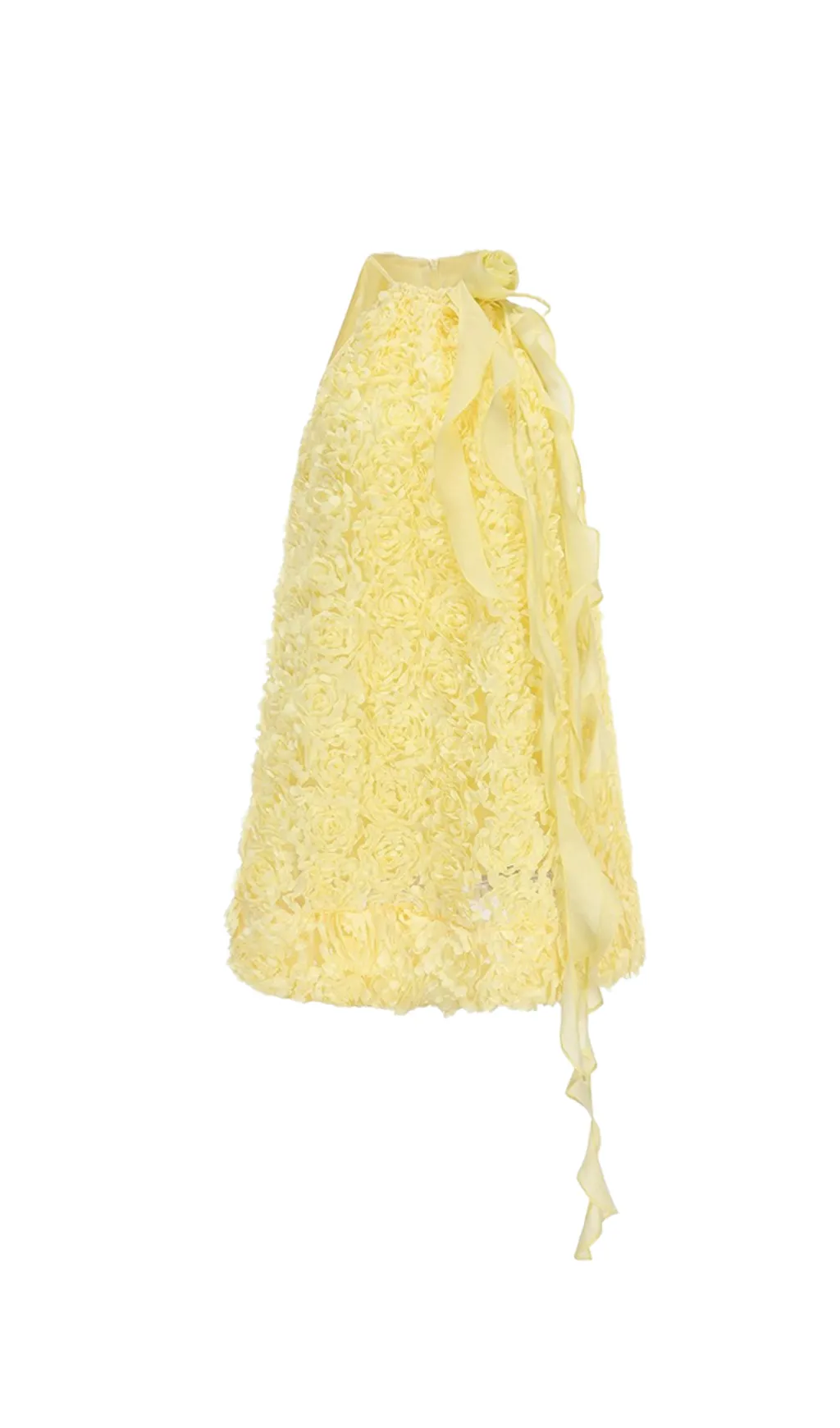 Ribbon halter mini dress in yellow Gloria Lanvin