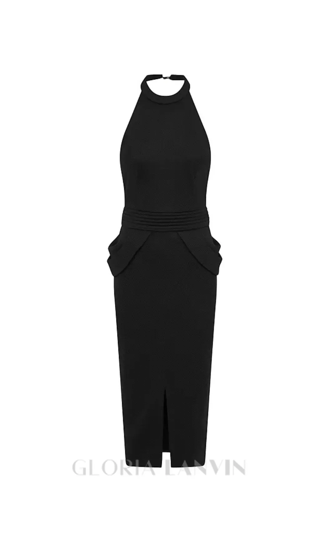 Rise Textured Halter Midi Dress in black Gloria Lanvin