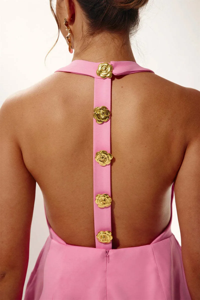 rita Halter Backless Mini Dress in pink Gloria Lanvin