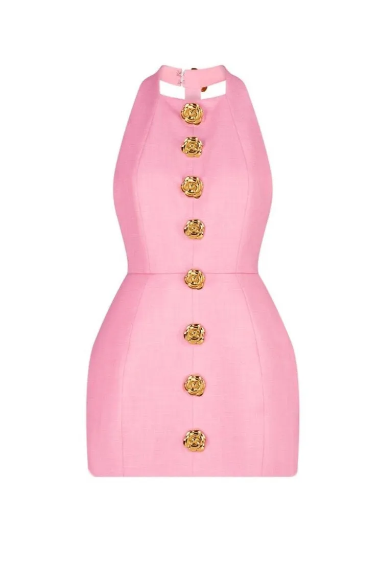 rita Halter Backless Mini Dress in pink Gloria Lanvin