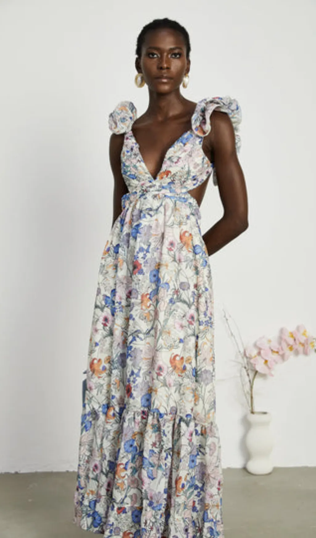 Rosalie floral-print cut-out midi dress Gloria Lanvin