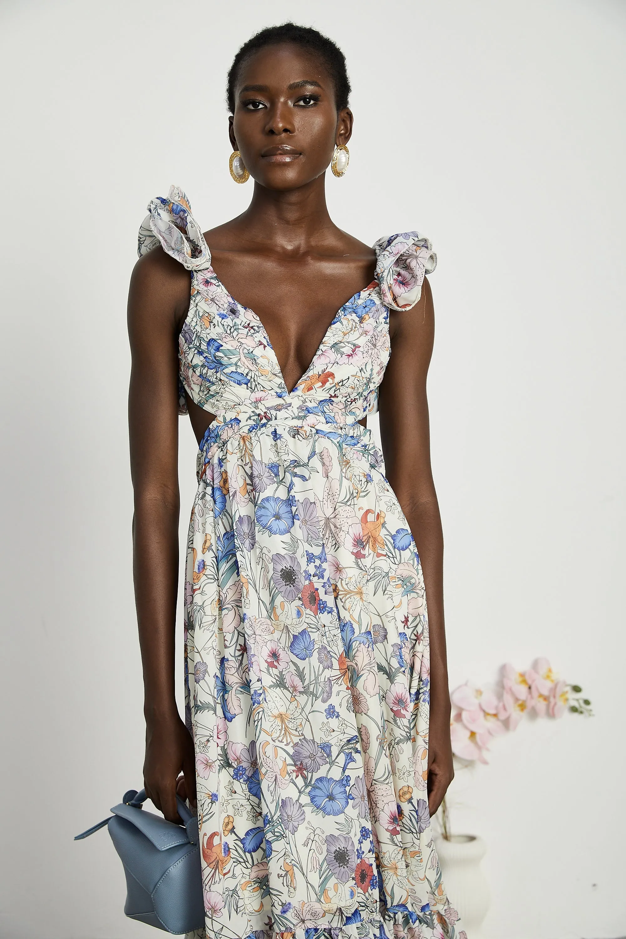 Rosalie floral-print cut-out midi dress Gloria Lanvin