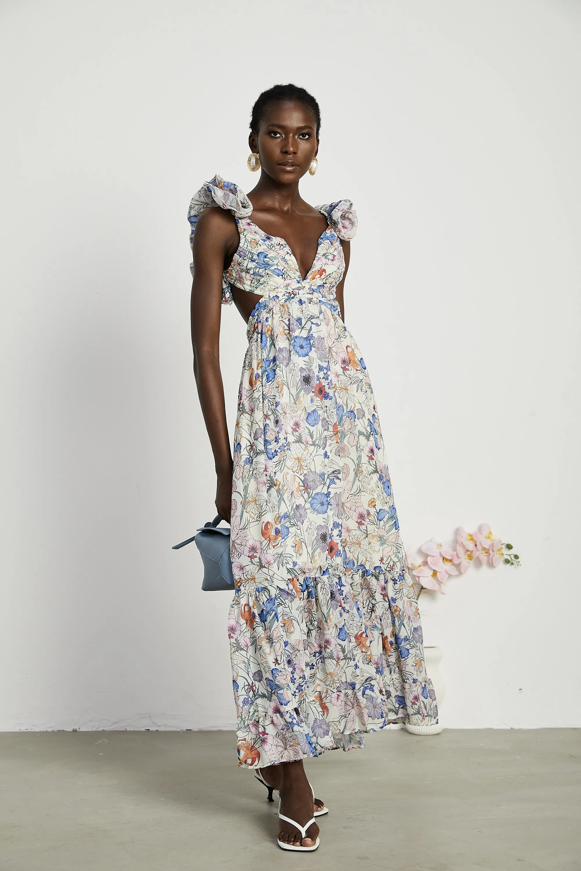 Rosalie floral-print cut-out midi dress Gloria Lanvin