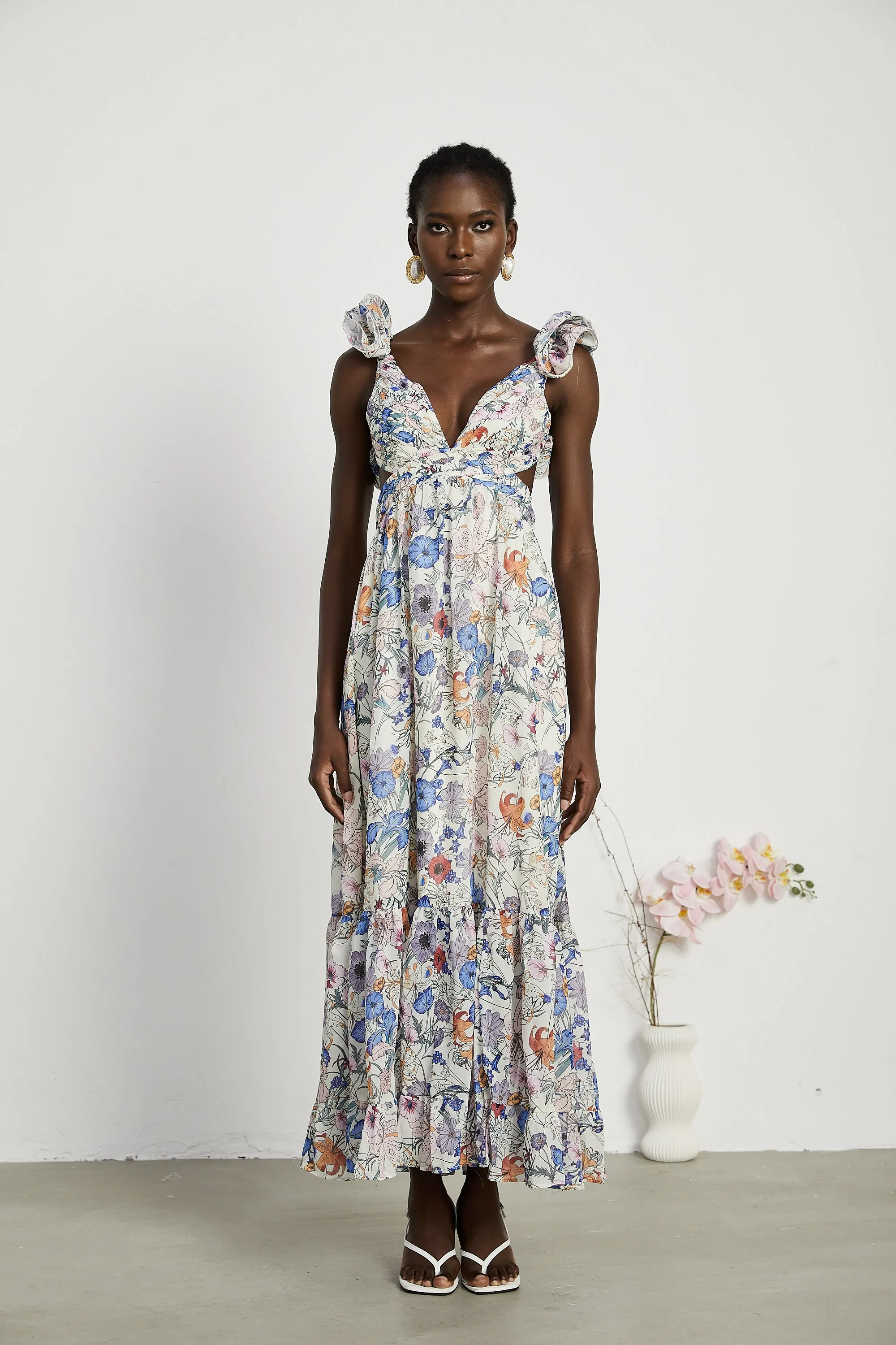 Rosalie floral-print cut-out midi dress Gloria Lanvin