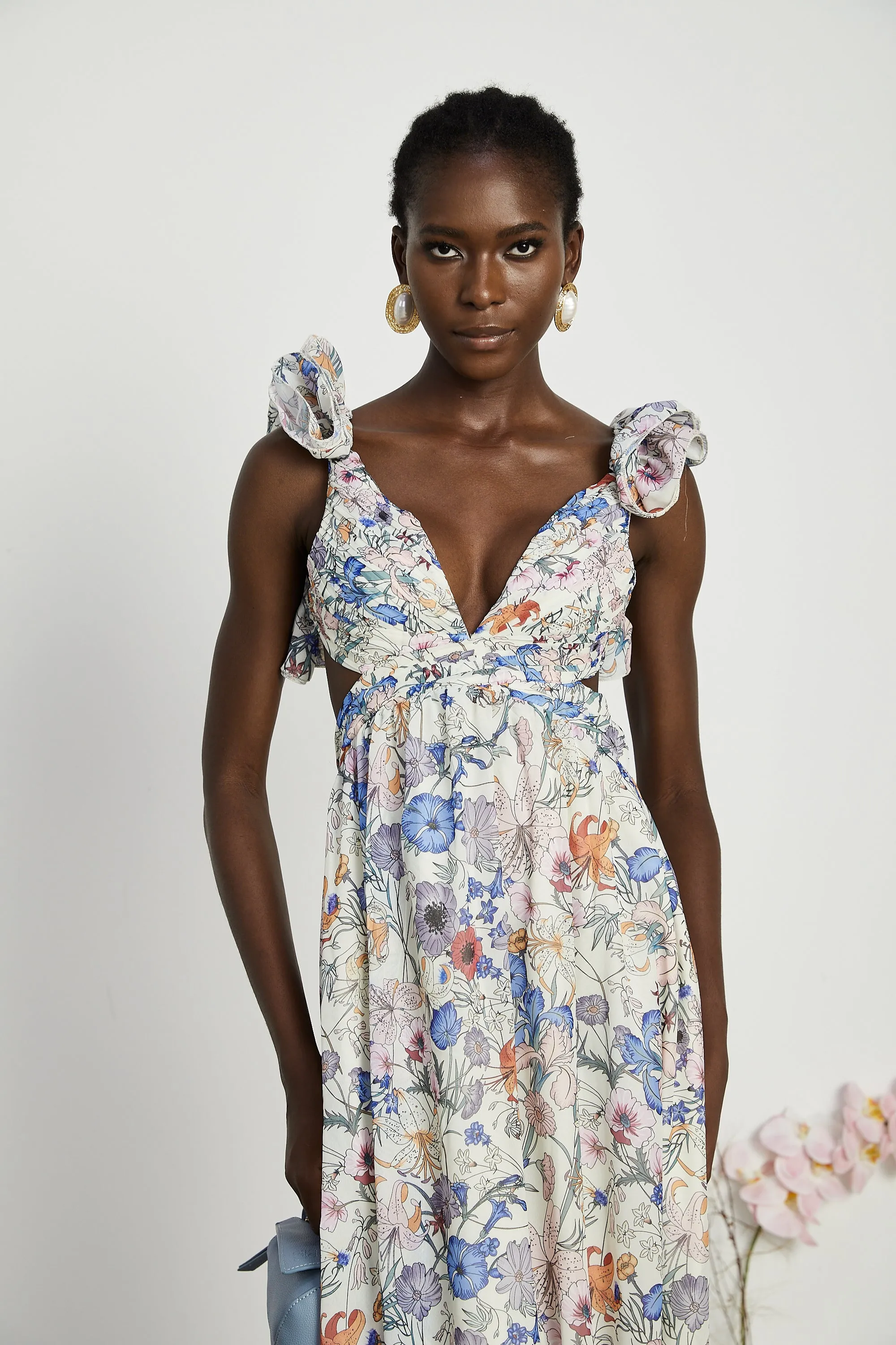 Rosalie floral-print cut-out midi dress Gloria Lanvin