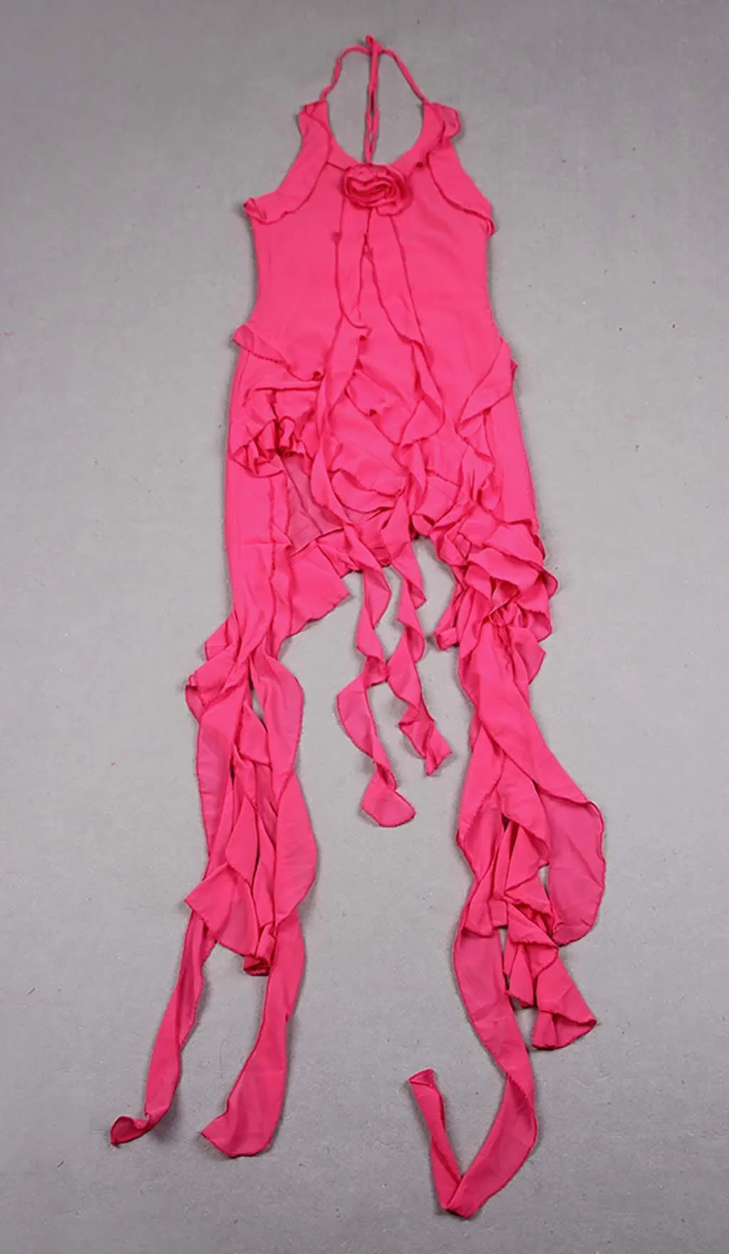 ROSE-EMBELLISHED RUFFLED MINI DRESS IN PINK Gloria Lanvin