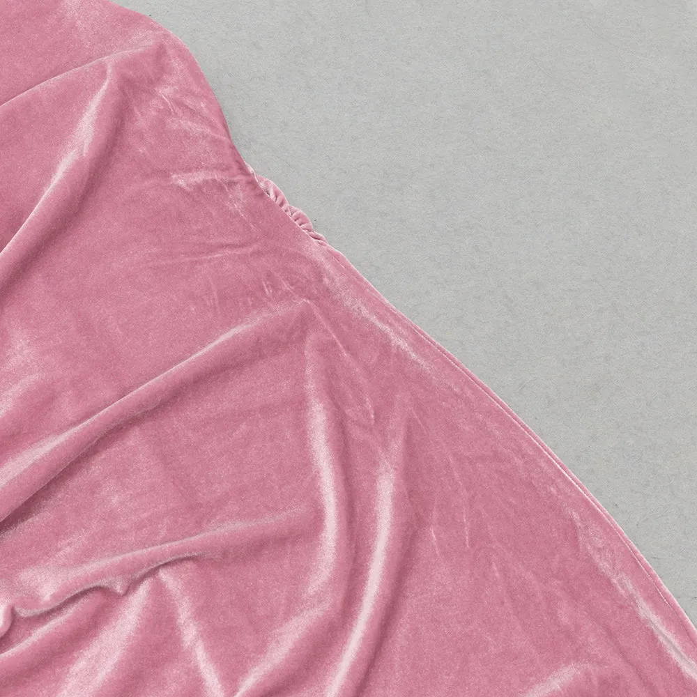 ROSE PINK SINGLE LONG SLEEVE RUCHED SIDE DETAIL MAXI DRESS Gloria Lanvin