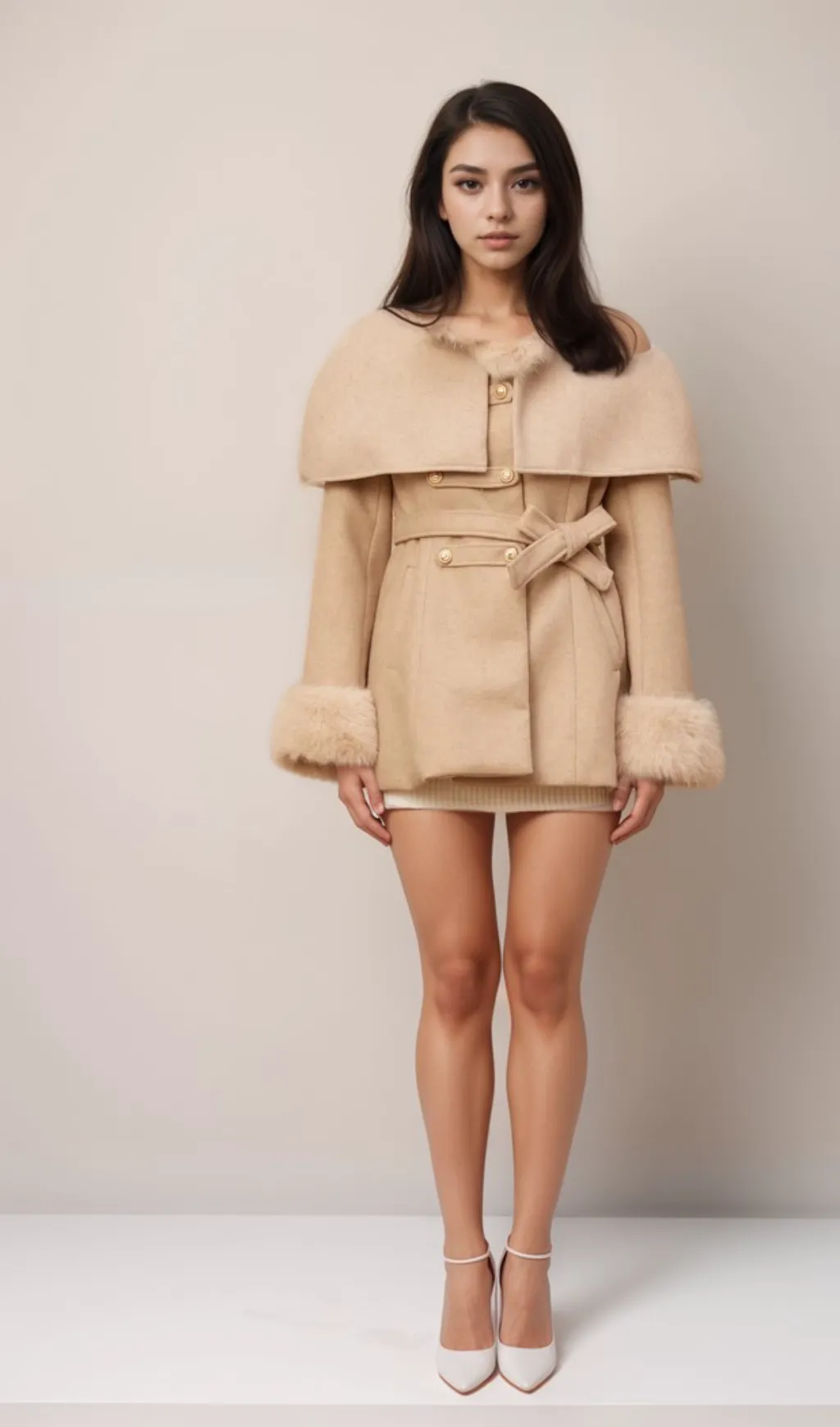 Rosella detachable-cape faux-fur coat Gloria Lanvin