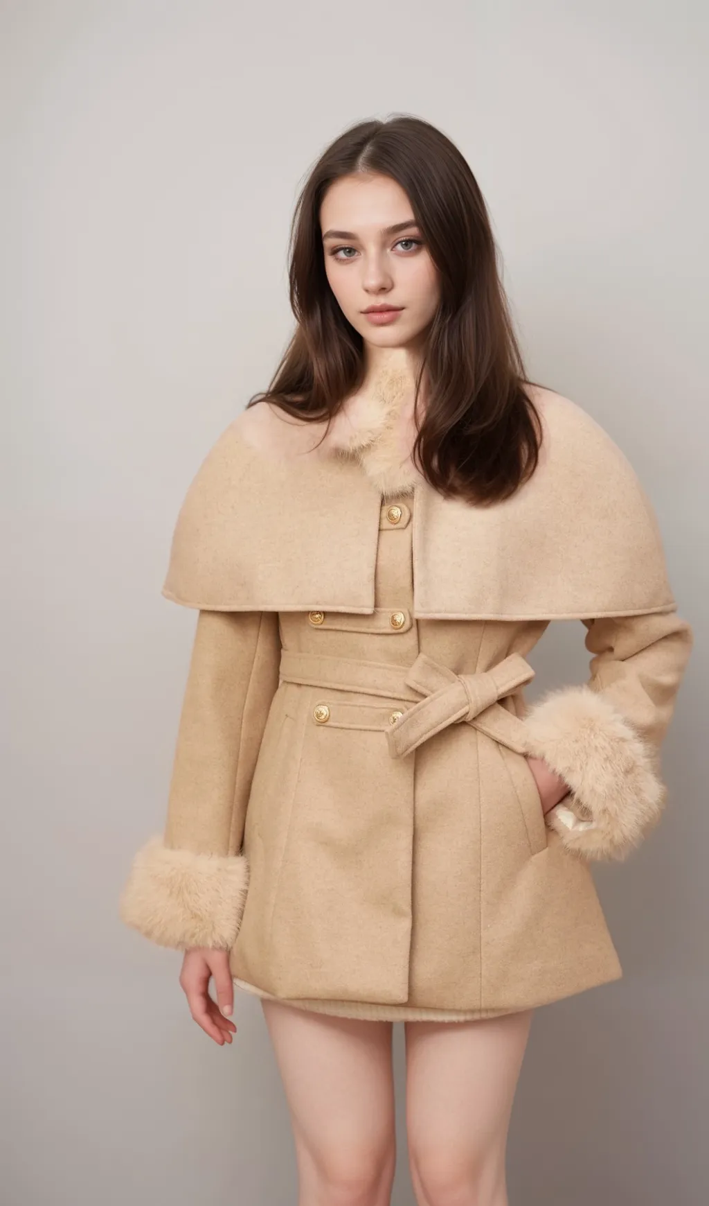 Rosella detachable-cape faux-fur coat Gloria Lanvin