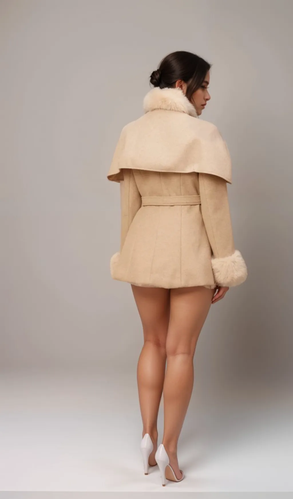 Rosella detachable-cape faux-fur coat Gloria Lanvin