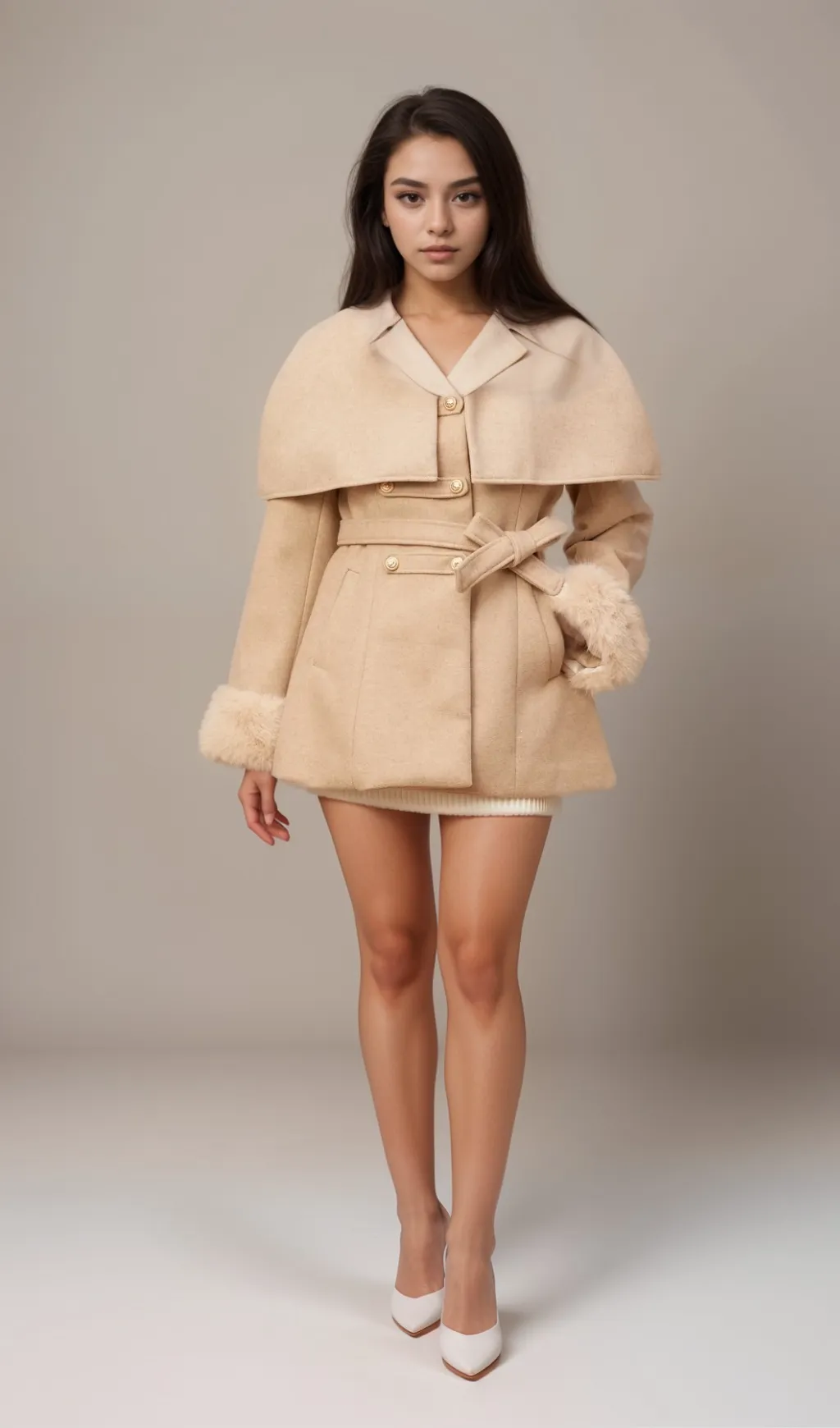 Rosella detachable-cape faux-fur coat Gloria Lanvin