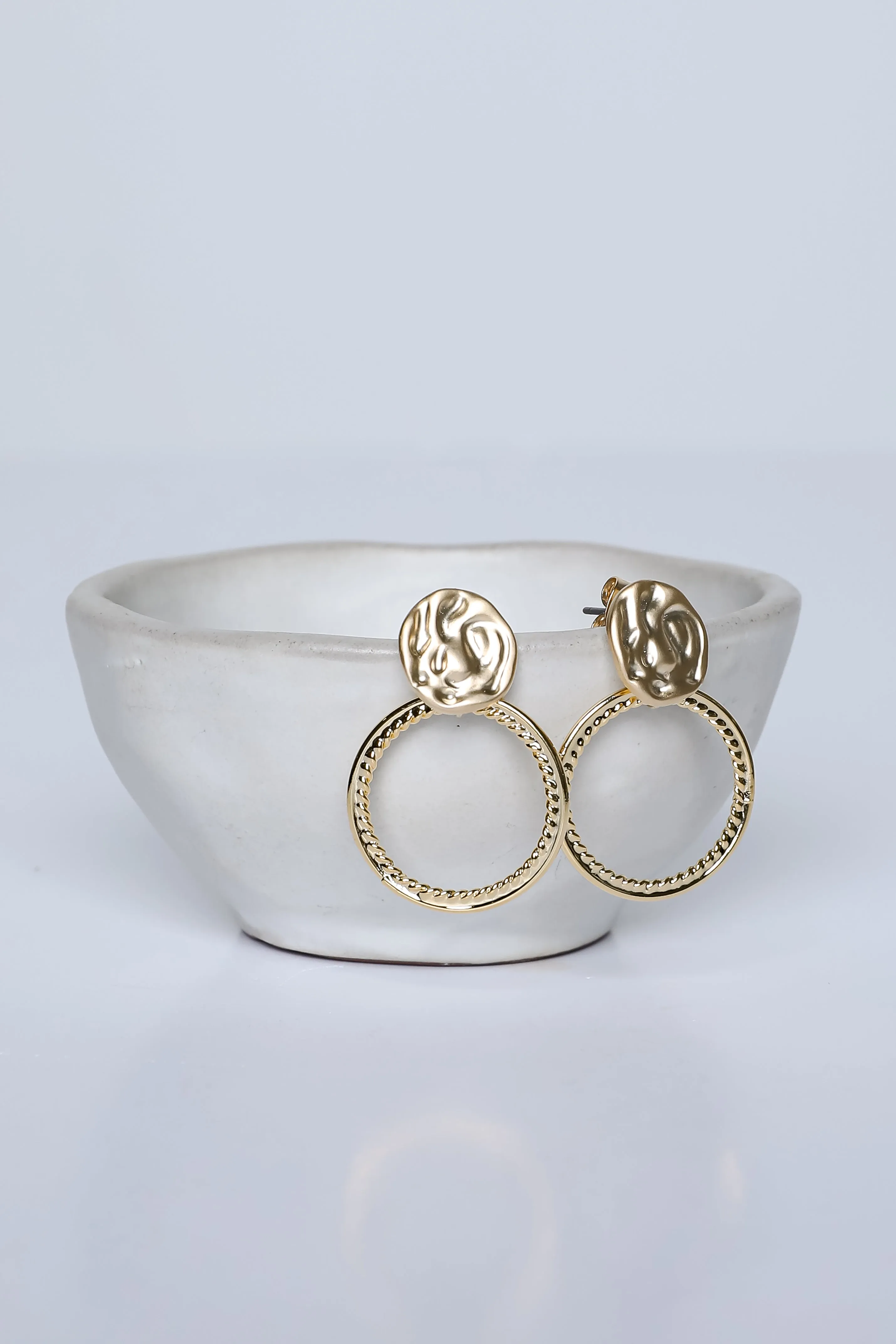 Ruby Gold Circle Drop Earrings