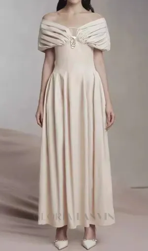 RUCHED SHOULDER MAXI DRESS IN APRICOT Gloria Lanvin