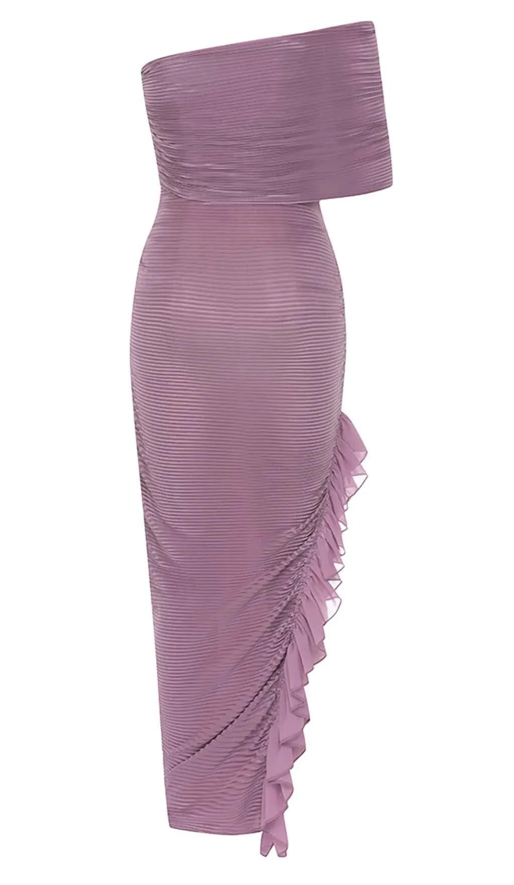 RUFFED OFF SHOULDER HIGH LOW DRESS IN LAVENDER Gloria Lanvin
