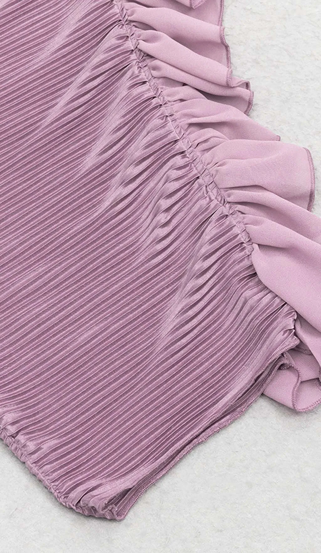 RUFFED OFF SHOULDER HIGH LOW DRESS IN LAVENDER Gloria Lanvin