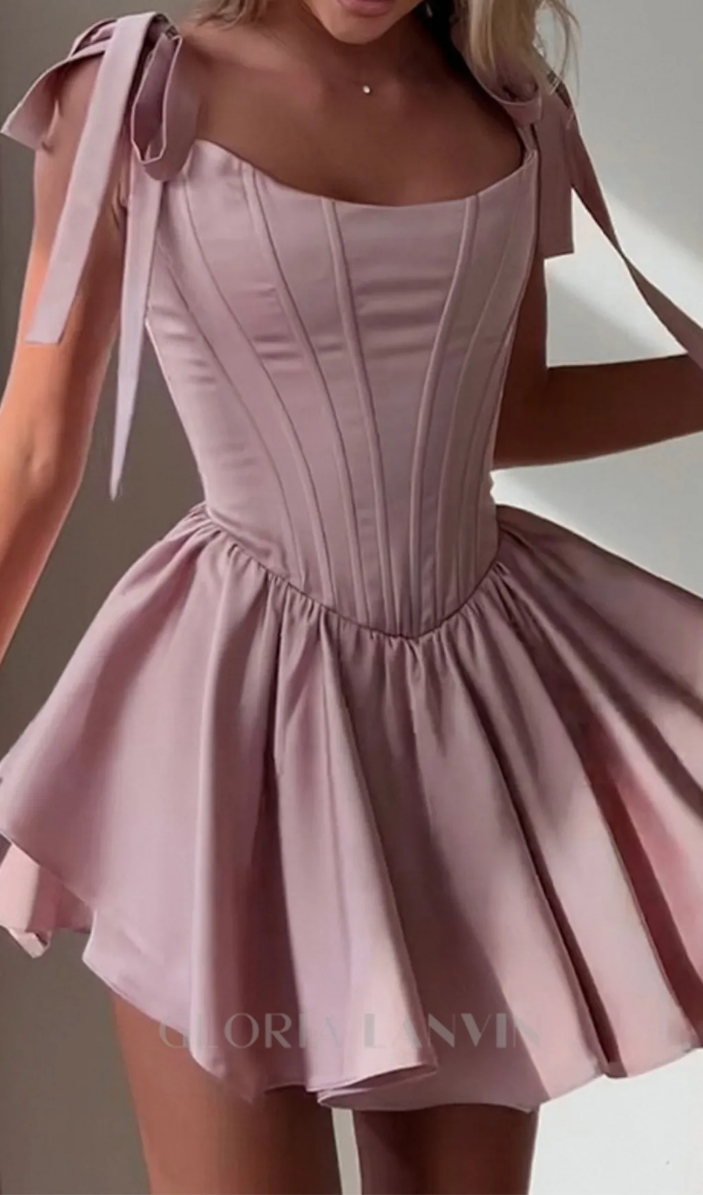 ruffle trim corset mini dress in pink Gloria Lanvin