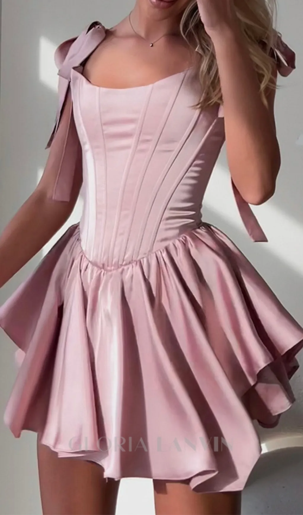 ruffle trim corset mini dress in pink Gloria Lanvin
