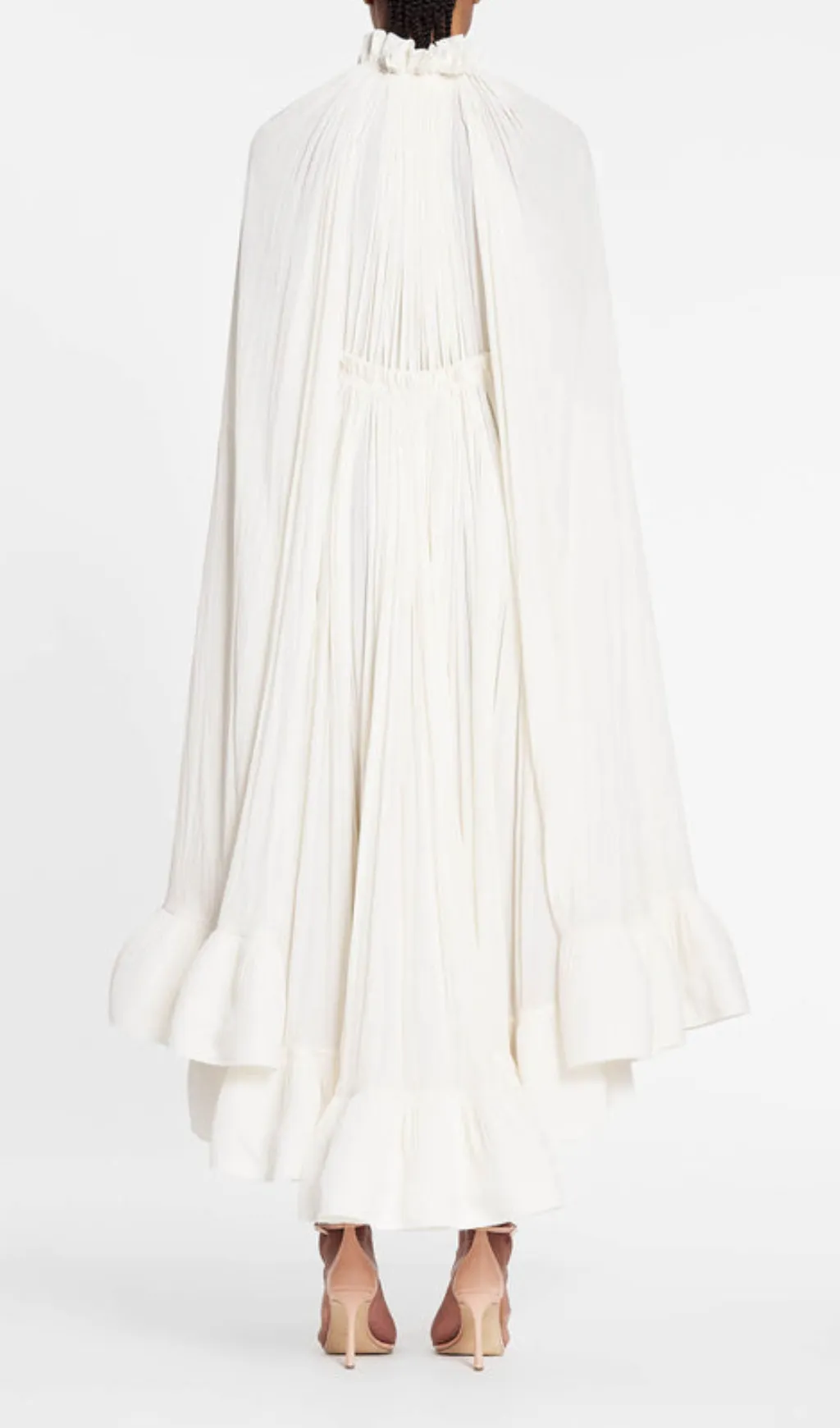 RUFFLE TRIM MAXI DRESS IN WHITE Gloria Lanvin