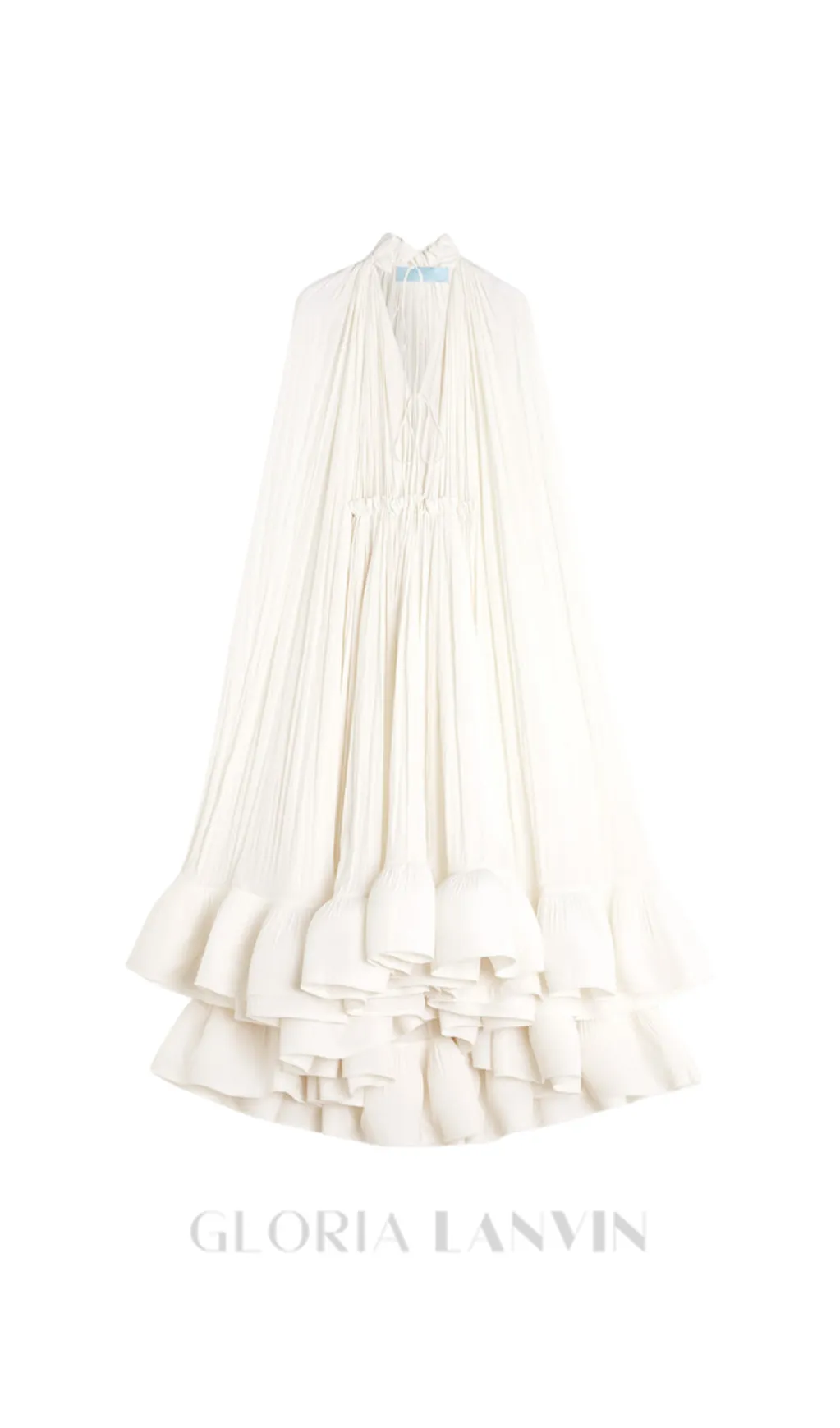 RUFFLE TRIM MAXI DRESS IN WHITE Gloria Lanvin