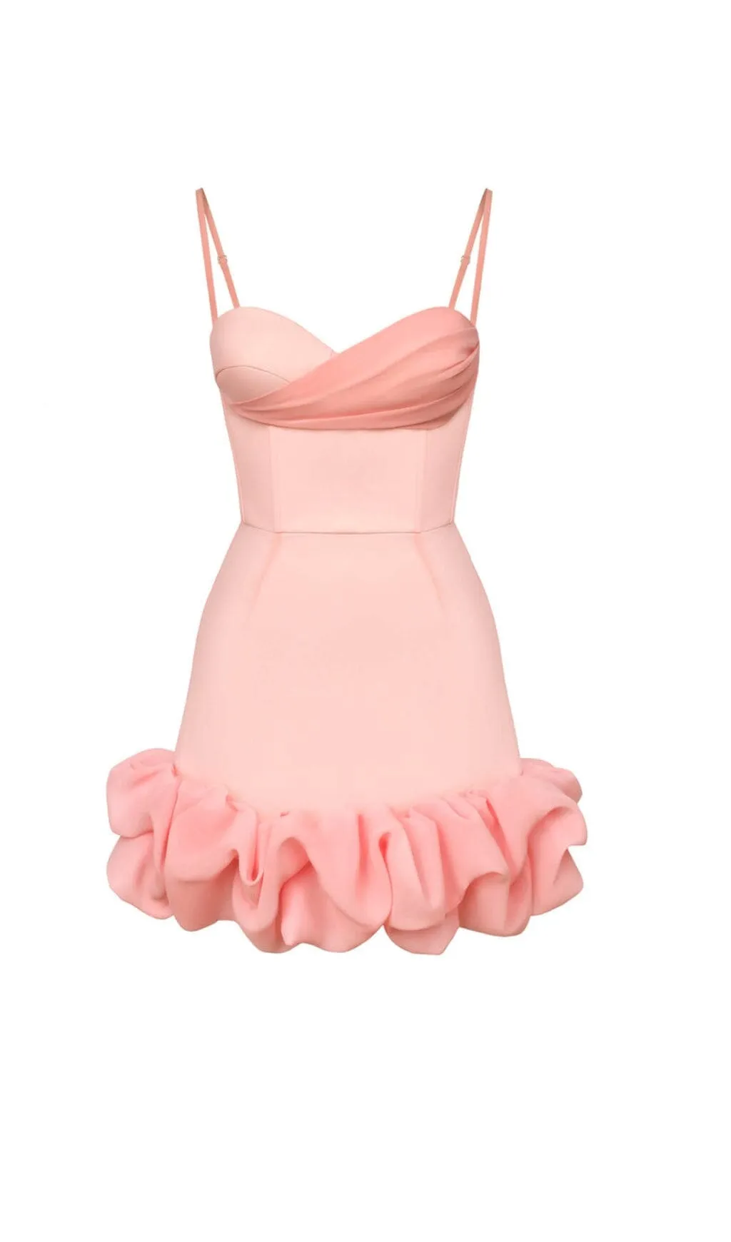 RUFFLED CORSET MINI DRESS IN PEACH Gloria Lanvin