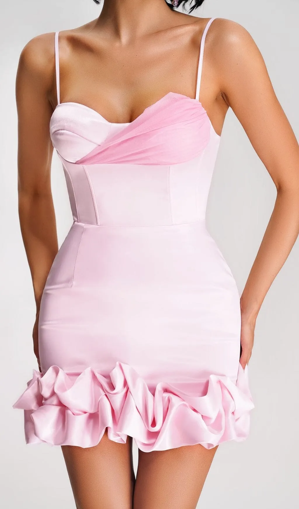 RUFFLED CORSET MINI DRESS IN PINK Gloria Lanvin