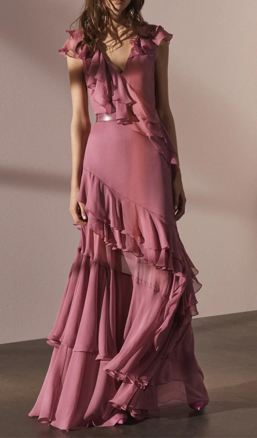 RUFFLED MAXI DRESS IN PINK Gloria Lanvin